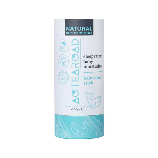 Aotearoad Natural Baby Sleep Stick is a soothing baby moisturiser made from plant based ingredients and essential oils.